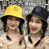 Korean Version of The Double-sided Wear Embroidery Smiley Fisherman Hat Couple Quirky Text Outdoor Leisure Basin Cap Tide Hat