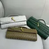 Bag handväska singel Andiamo Handväskor Lady New Cros Shoulder Venetass Long Clutch Bags Cowhide Women Baguette Horisontella Bottegs Weaving Bankett V5F0