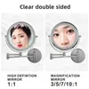 Miroir de maquillage mural de 8 pouces, grossissant 5710X, bras pliant double face, extension de chargement USB, miroirs cosmétiques intelligents pour salle de bains 240228