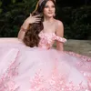 Różowa sukienka Quinceanera 2024 Sweetheart Off ramię Koronki