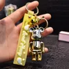 2024 Creative acrylic standing bear keychain cartoon cute two-color violent bear car key chain bag hanging ornaments