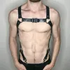 Arnês de sutiã de couro punk masculino sexy cinto erótico corpo bondage harajuku suspensórios góticos lingerie masculina alças de ombro1298b