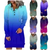 Kadın Hoodies Sıradan Hoodie Uzun Kollu Drawstring Jumper Gradient Baskı Elbise Moda Basit Sonbahar/Kış Top 2024