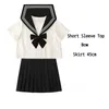 Basic JK Black Collar White Lines School Uniform Girl Sailor Suits Pleated Skirt Japanese Style Clothes Anime COS Costume 240226