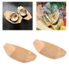 Disposable Dinnerware 50 Pcs Boat Shape Wood Tray Nibbles Wooden Snack Tea Lights Bamboo