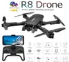 4K HD 듀얼 카메라 WiFi Quadcopter 접이식 드론 프로세스 드론 GPS 원격 제어 헬리콥터 1906037을 갖춘 R8 Min RC 드론