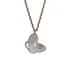 V-образное ожерелье Fanjia Light Роскошное белое агатовое ожерелье из змеиной кости S925 Серебряное ожерелье с бабочкой Женское розовое золото Crowd Design High Sense Ожерелье