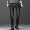 Jeans pour hommes printemps et automne édition coréenne à la mode mémoire rebond coton coupe ajustée jambe droite