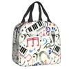 Custom Music Notes With Piano Lunch Bag Women Cooler Warm Insulated Box for Children School Work Picnic Food Tote Bags 240226