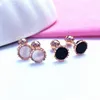 Stud Earrings 585 Purple Gold Black Enamel Round Screw Ear Studs Fashion 14K Rose White For Women Engagement Jewelry