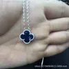 Collier de trèfle VanClef de créateur High Board Double Face Agate Lucky Collier d'herbe à quatre feuilles Femme Or rose 18 carats Petite chaîne de collier de style de luxe