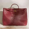 Un sac tissé classique fourre-tout 2024 corde métallique portable Nouveaux sacs bottegs sacs boucle épaule ANDIAMO FEMPS LETURE STATUILLE VENETS LADY Y0E8