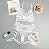 Soutien-gorge Ensembles Meikedayainicey 3 pièces Dot Soutien-gorge Femmes Dentelle Sans fil Panty Sous-vêtements Dames Blanc Sexy Lingerie Femme