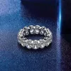 Eternity Oval Cut Moissanite Diamond Pierścień 100% Oryginał 925 Srebrny Srebrny zaręczyny Pierścienie dla kobiet Prezent biżuterii Y188H