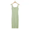 Womens V Neck Open Vest Dress Summer Solid Color Stretch Strap Skinny Hip Skirt