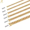 Chains 6mm 8mm 10mm 12mm Hip-Hop 18k Gold Plated Miami Cuban Link Chain Stainless Steel Necklace Gift For Men Women JewelryChains 180S