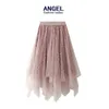 Skirts Women Irregular Glitter Sequined Stars Tulle Skirt Casual Shiny Star Sequin Elastic Sheer Mesh Princess For Streetwear