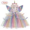 Baby Girls Unicorn Tutu sukienka pastelowa Rainbow Princess Girls Girls Party Ubrania Dzieci Dzieci Halloween jednorożec Kostium 240229