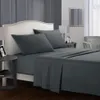 Cor pura conjunto de cama breve roupa de cama folha plana caso rainha rei tamanho cinza macio confortável branco set337m