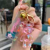 2024 New acrylic transparent music bear keychains creative car bag lovers key chain small pendant wholesale