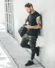 Batwing Sleeve Tshirt Men Workout GYM Fitness T Shirts Moto Biker Tops Hip Hop Streetwear Clothing 240227