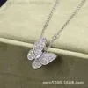 Designer VanClef Necklace Fanjia Butterfly Full Diamond Necklace For Women 18k Rose Gold Plated With Diamond Collar Chain Pendant Live Broadcast
