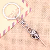 Keychains 20pcs Fashion Keychain 41x12mm Skeleton Bird Dagger Pendants DIY Men Jewelry Car Key Chain Ring Holder Souvenir For Gift