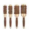 Gold Themal Hair Salon Curly Hair Round Brush Aluminium Radial Hair Ionic Comb in 4 Sizes Professional Salon Brushes 240229