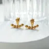 Estilo francês personalizado pendurado nas costas redondo contas simples e elegantes pequenas contas douradas 14k brincos de ouro