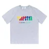 Camisetas para hombre Trapstar camiseta diseñador carta de bordado corto lujo negro blanco gris color arco iris verano deportes moda cordón de algodón top manga corta