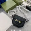 Factory Single-shoulder Package Clearance Promotion 2024 New Mini Half Round Shoulder Bag Fashion Womens Saddle Versatile Crossbody Mobile Phone