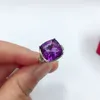 Klusterringar Xin Yipeng S925 Sterling Silver Plated White Gold Rose Inlaid Real Natural Amethyst Ring Fine Gemstone Jewelry for Women