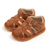 Sandales 2024 Mode Été Né Bébé Garçons Filles PU-Lether Chaussures Semelle Souple Creux Baskets Ajustement Pour 0-18M