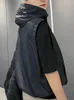 Gilets pour femmes à capuche noir femmes mode coréenne décontracté fermeture éclair cordon poches gilets femme surdimensionné lâche sans manches minces manteaux