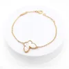 VanCF Necklace Luxury Diamond Agate 18k Gold Four Leaf Grass Butterfly Bracelet Natural White Fritillaria Thick Plated V Gold Gold Bone Chain Female 88