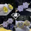 VVS Moissanite Florar Earrings 10mm Bredd Real 14K Gold Tester Pass Rund Brilliant Cut 0,87CTW Diamond Stud