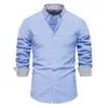 Spring Wysokiej jakości marka Oxford Mens Długie rękawy Slim Fit Białe bluzki Designer Ubrania Social for Men 240307