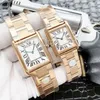 Top Stylish Quartz Watch Women Gold Silver Dial Classic Rectangle Design Dristwatch Luksusowy pełny zegar ze stali nierdzewnej 15282485
