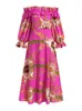 Vonda Women Bohemian Maxi Dress Vintage Printed Ruffled Vestido 2323 Seksowne długie rękawie wysokie odcinki z imprezą na ramię 240308