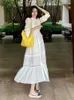 2024 Spring/Summer New Casual Dress Ma-je Linen Blended French Lace Collar Hollow White Long Dress