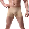 Mutande da uomo boxer in seta ghiacciata tinta unita traspirante boxer intimi comodi mutandine sexy abbigliamento ropa interior hombre