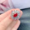 Bagues de cluster Bague de fiançailles Ruby de luxe pour femme 5mm 7mm 0.7ct naturel avec 3 couches plaqué or 18 carats bijoux en argent 925