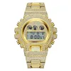 Iced Out Diamant Uhr Männer Luxus LED Digital Herrenuhren Wasserdichte Sport Armbanduhr Mann Mode 18 Karat Gold Stahl Männliche Uhr Wris281q