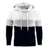 Sweats à capuche pour hommes Hommes Chaud Top Color Block Sweat à capuche avec cordon de serrage Manches longues Élastique Mi-longueur Sports pour la chaleur d'automne et d'hiver