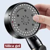 8 Modes Handle Shower Head Turbocharger Spa Water Saver Black Faucet Replete For Bath Holder Hose Bathroom Accessories Sets 240301