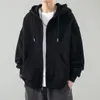 Мужская одежда, черный однотонный свитшот для мужчин, толстовки с капюшоном на молнии, зимние предложения, высокое качество, корейский стиль, S 240228
