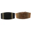 Ceinture large à boucle élastique pour femmes, Corset rétro, extensible, à la mode, noir, marron, 289e