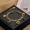 Evil Eye Charm Bracelet Gold Plated Titanium Steel Jewelry for Women Gift275l