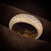 Hip Hop Rapper Jewelry Mens Diamentowe pierścionki Elegancko wykonane żółte złoto Pełna mrożona klarowność Moissanite Men Pierścień Wedding