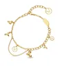 GEGNI DONNA PICCOLA BRACCHETTO FLOWER BRACHER STAMEL PINK LETTERE Crystal 18K Braccialetti per fascino oro oro Luxe Fashi